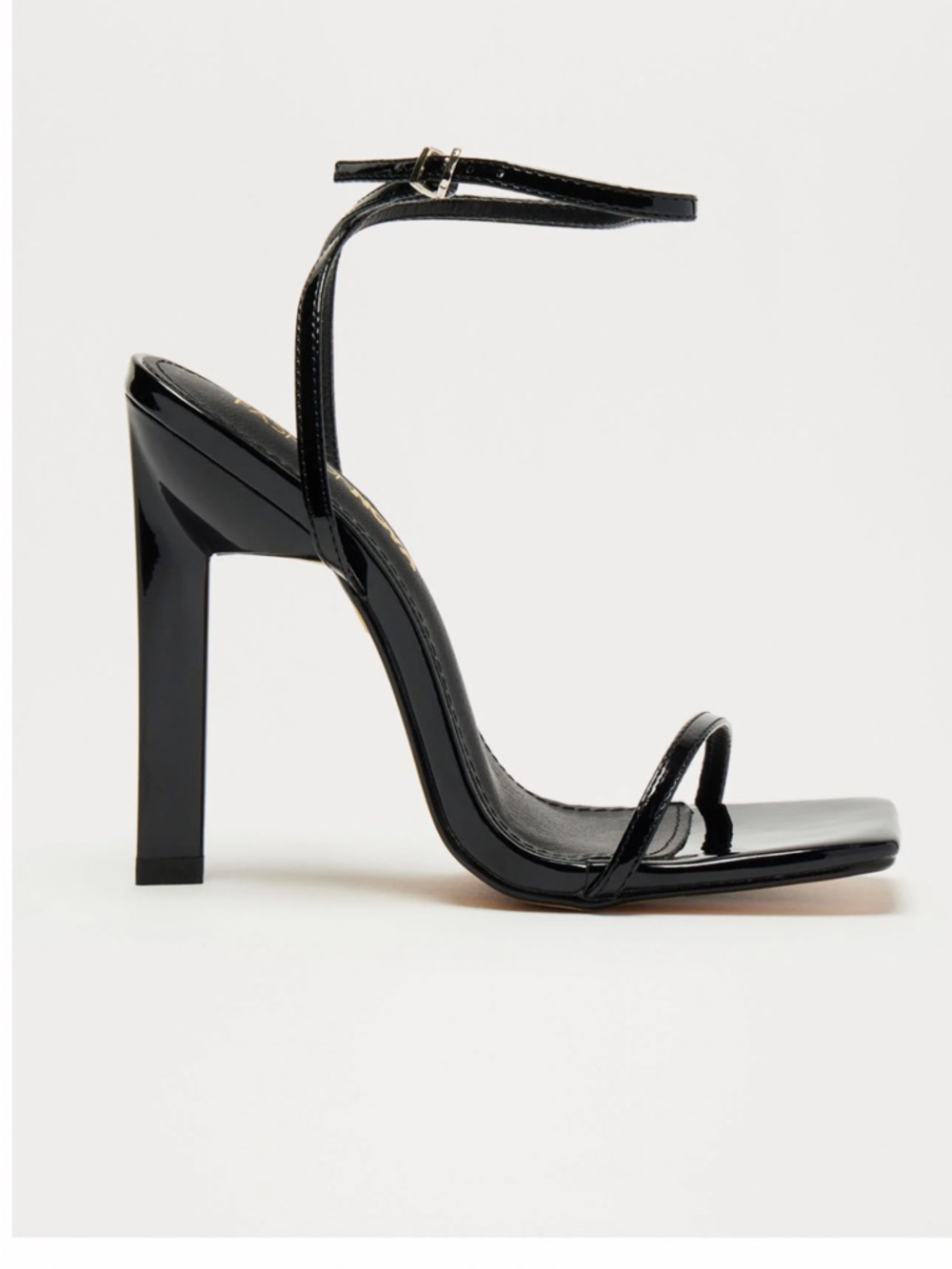 Fashion Nova Black Patent High Heel Ankle-Strap Sandal